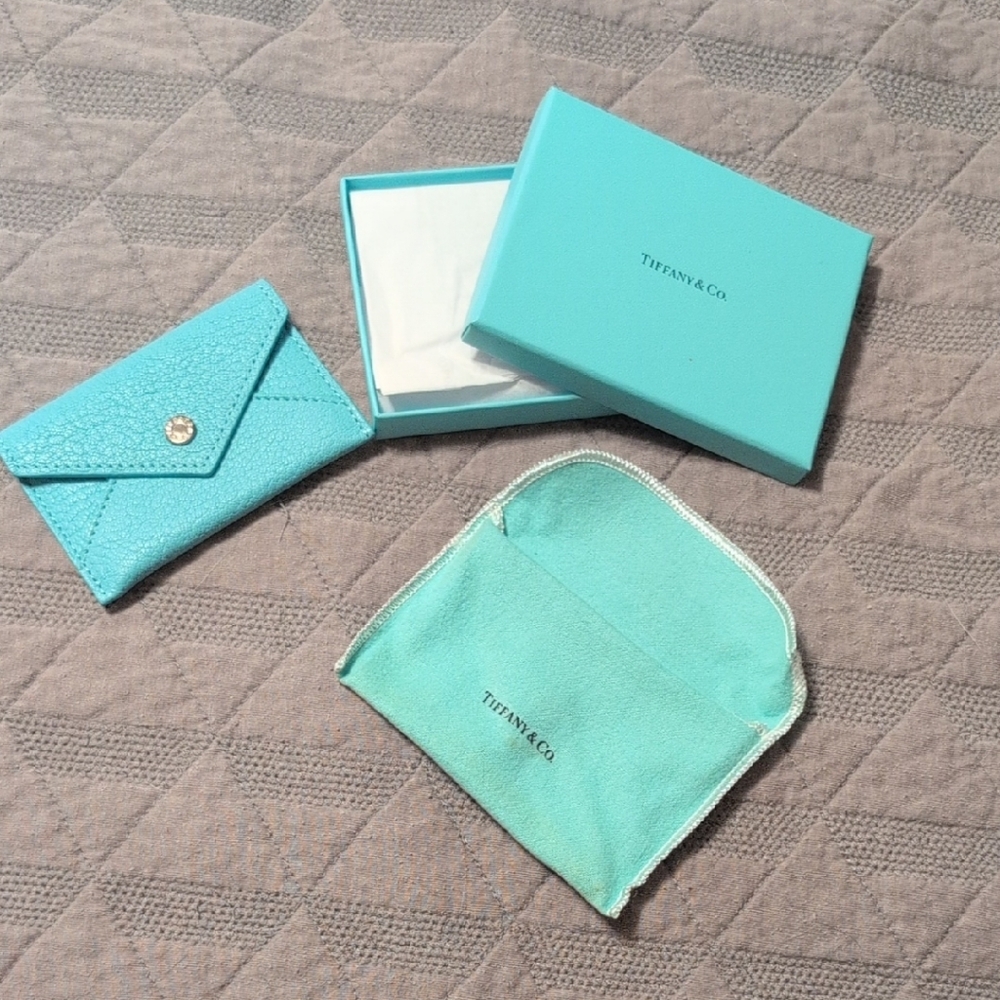 Tiffany & Co. Turquoise Card Holder and Pouch Set